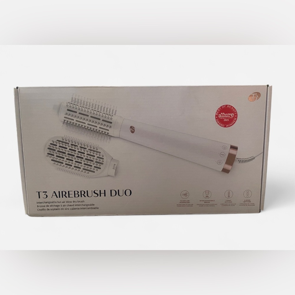 T3 Airbrush Duo Hot Air Brush in White and Rose Gold